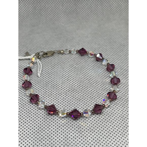 Amethyst All Cancer Awareness Charm - Handcrafted Austrian Beads Bracelet - Picture 3 of 5